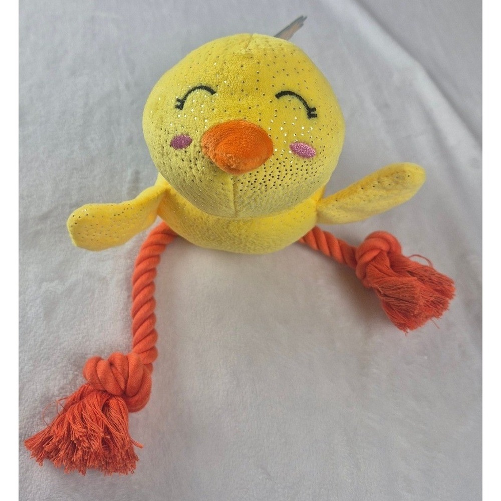 Fringe Studio Dog Toy Yellow Squeaker Rope Sweet Little Chick NEW